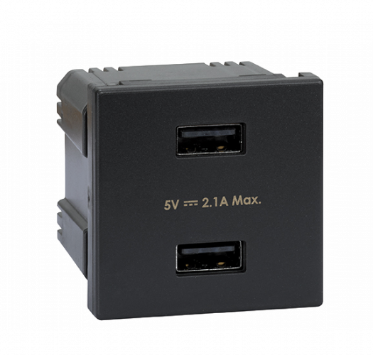 Podlahová zásuvka SF, 2x 250V / 16A, 2x USB nabíjačka, farba grafitovo-šedá, pre zvýšené podlahy