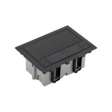 Podlahová zásuvka 1x 250V/16A (zásuvka biela) + 1x port HDMI 2.0, veko s protišmykovým krytom, farba boxu šedá, pre zvýšené podlahy