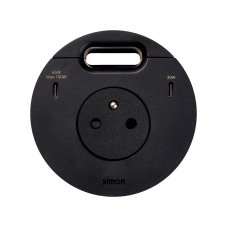 Vestavná stolní zásuvka Flash 90, 1x 230 V + 2× USB-C PD 100 W, kabelová průchodka, kabel 1.5m, barva černá matná