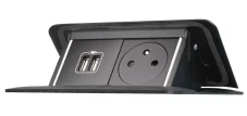 Pop-up blok 1x zásuvka 230V + 2x USB-A nabíjačka 12W , čierna matná, kábel 2m