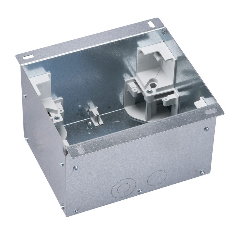 Nerezový podlahový box se 4× zásuvkou 230 V, do lité podlahy, víko pro materiál do 20 mm