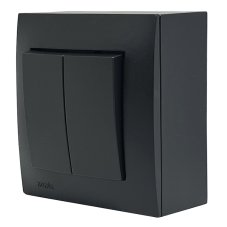 Vypínače (spínače) nástěnné, řazení č.6 +6 (schodišťák), instalace na omítku, barva černá matná