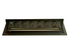 Výklopná zásuvka MAGNAT-BOX 6× 230 V, barva černá, kabel 2m