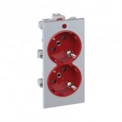 CIMA SCHUKO dvojitá zásuvka so signalizáciou napätia 16A 250V skrutkové svorky 108 × 52 mm hliníková červená