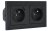 Zásuvky v rámčeku pod omietku, 2x 230V/16A + 2x USB nabíjačka, farba čierna metalíza