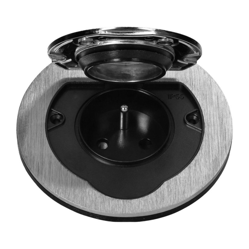 Hermeticky uzavíratelná kulatá zásuvka 1x 230V, krytí IP55, nerezová ocel