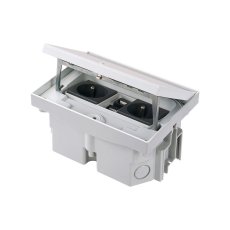 Robustní podlahová zásuvka 2x 250V/16A + 2x RJ45 cat. 6, jednoduchý zámek, krytí IP66, pro lité podlahy, barva šedá matná