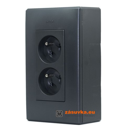Nástěnný box S500, 1x dvojzásuvka 250V, bez kabelu, barva grafitově-šedá