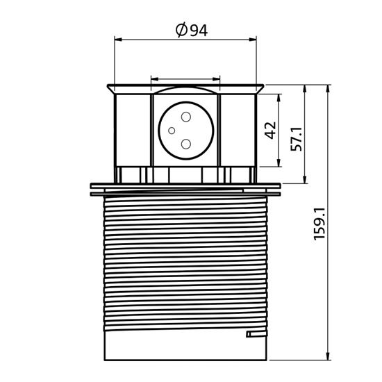Výsuvný zásuvkový blok, 3x 230V, 2x nabíjacie USB, farba strieborná, kábel 1.5m