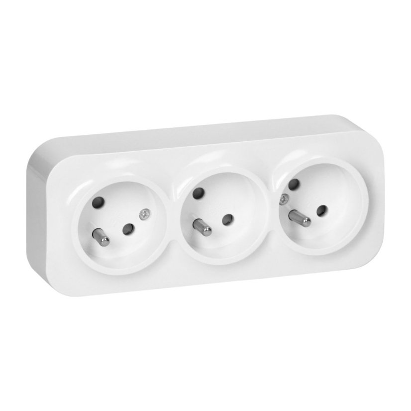 Trojnásobná zásuvka 3x 230V, 2P+E , nástěnná, krytí IP20, ToDo, barva bílá