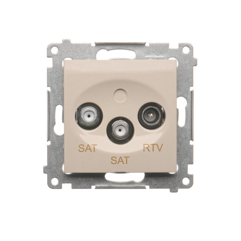 Zásuvka anténní SAT+SAT+RTV koncová (přístroj s krytem), 2x vstup: 5 MHz÷2,4 GHz, Simon 54, barva krémová