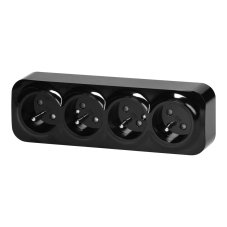Štvornásobná zásuvka 4x 230V, 2P+E, nástenná, krytie IP20, ToDo, farba čierna