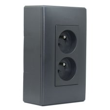 Nástenný box S500, 1x dvojzásuvka 250V, bez kábla, farba grafitovo-šedá