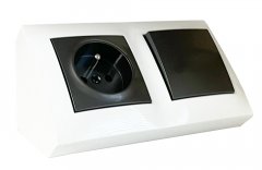 Rohová zásuvka 1x 250V/16A s vypínačem, barva bílá + antracitová