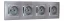 Zásuvky v rámčeku pod omietku, 4x 250V/16A, šedej farby so strieborným lesklým ozdobným rámom