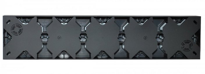 Nástenný zásuvkový blok, 5x 250V/16A, čiernej farby so zlatým lesklým ozdobným rámom