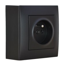 Zásuvkový blok nástěnný 1x 250V/16A bez kabelu, barva černá matná