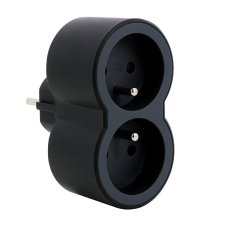 Rozdvojka 2x 2P+E, 16A, 3680W, clonky - černá barva