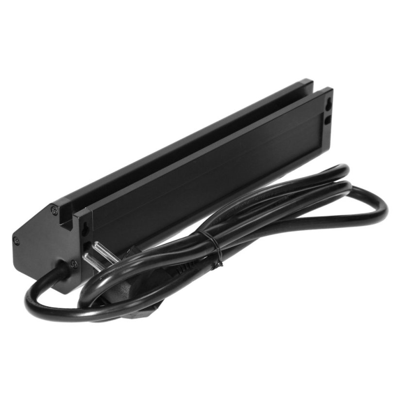 Trojitá rohová zásuvka 3x 230V s 2x USB (A) nabíjačkou a držiakom na telefón, kábel 1.5m, farba čierna
