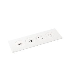 Zapustený blok INCARA Disq'In, 2x zásuvka 250V Surface, 1x USB A + C nabíjačka, 1x HDMI, kábel 2m, farba biela