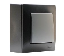 Vypínač (spínač) nástěnný, řazení č.6 (schodišťák), instalace na omítku, barva antracitová metalíza - stříbrná