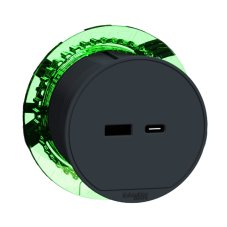 Zápustná USB nabíječka Unica, USB A+C, 3.1A, kabel 2m, barva antracit
