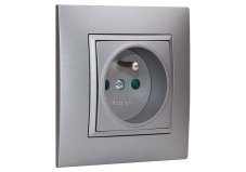 Zásuvka v rámčeku pod omietku, 1x 250V/16A v šedej farbe