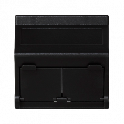 Kryt datové zásuvky K45 pro adaptéry MD dvojitá šikmá s kryty 45×45mm grafitově-šedá