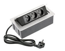 Výklopná zásuvka, 3x 250V, barva stříbrná