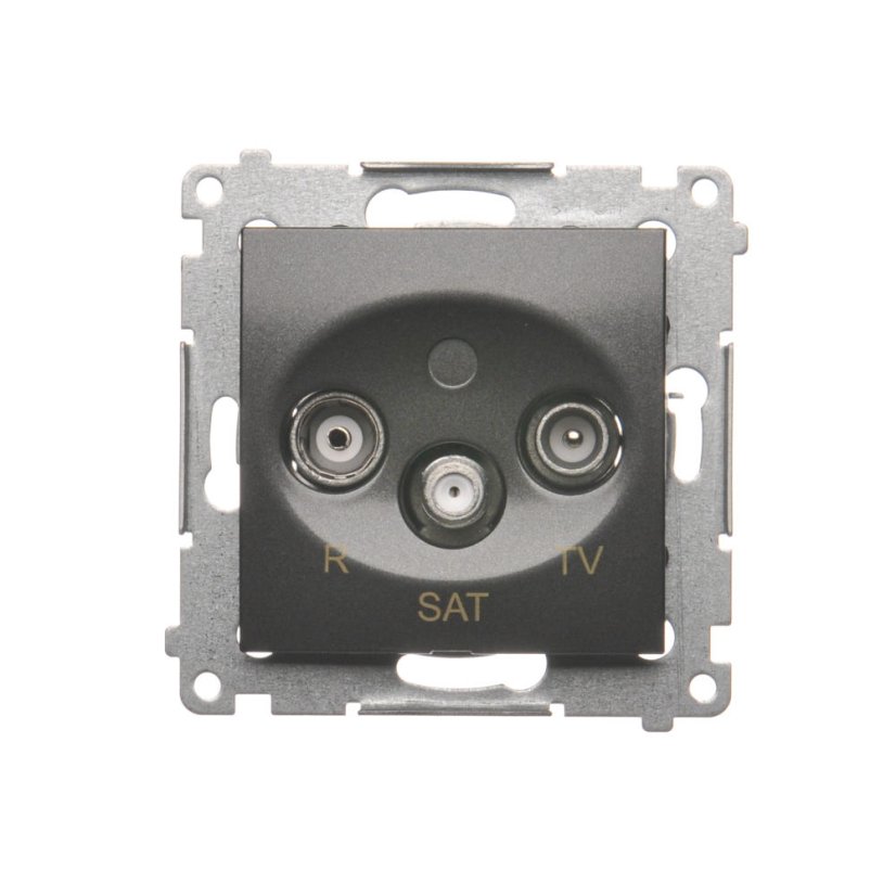 Anténna zásuvka R+TV+SAT terminál (zariadenie s krytom), 1x vstup: 5 MHz÷2,4 GHz, Simon 54, farba antracitová metalizovaná