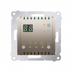 Digitální programovatelný termostat s vestavěným snímačem teploty zlatá matná, metalizovaná
