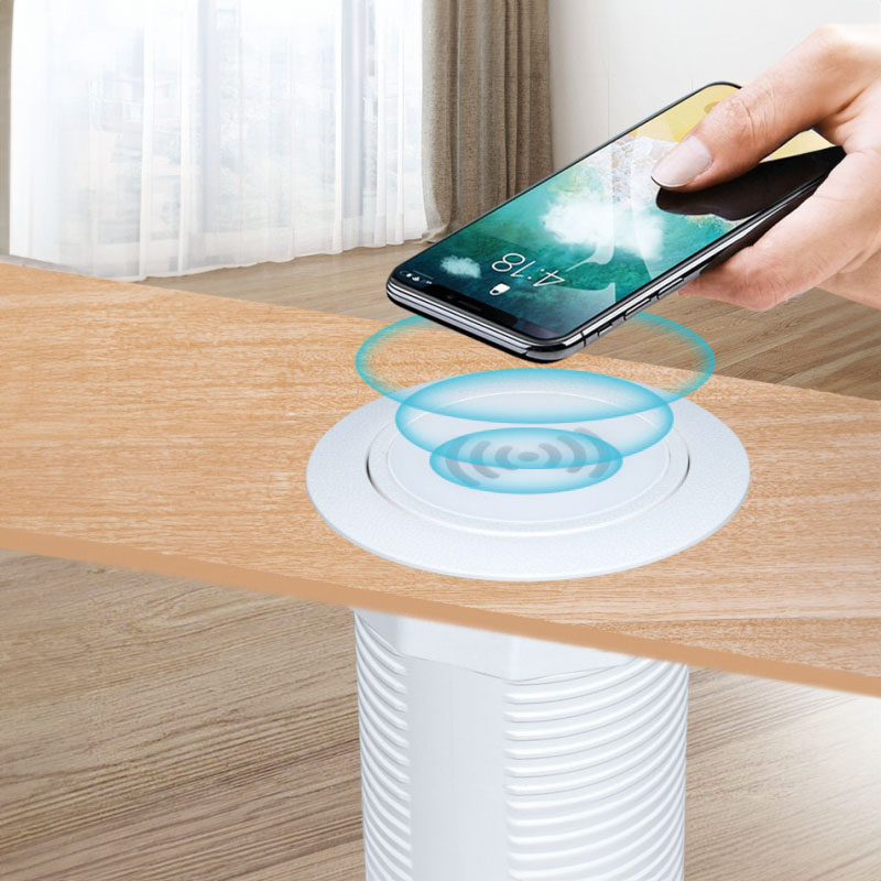 Bezdrátová výsuvná nabíječka 15W + USB A+C 20W PD, barva bílá