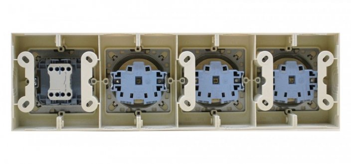 Zásuvkový blok nástěnný 3x 250V/16A s vypínačem (řazení č. 1), clonky, bez kabelu, barva bílá