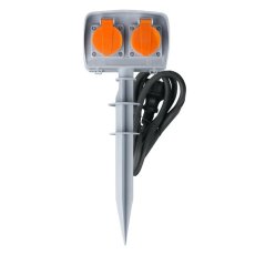 Zahradní elektrický sloupek s časovačem, 2 zásuvky, IP44, kabel 1,5 m