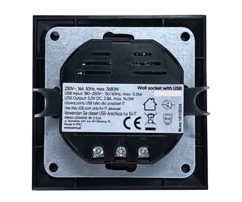 Zásuvka v rámečku, 1× 230 V / 16 A s USB A+C nabíječkou, série Pearl, pod omítku, barva bílá