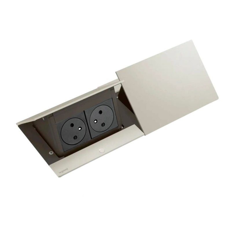 Pop-up blok INCARA 4x zásuvka 250V, (proti sobě), povrch hliník, kabel 2m