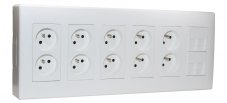 Nástenný box S500, 10x zásuvka 250V, 4x RJ45 cat.6 , farba biela