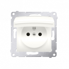 Jednokolíková zásuvka, IP44 bez tesnenia, s bielym krytom pre rámčeky Premium (jednotka s krytom) 16A 250V, skrutkové svorky, krémová