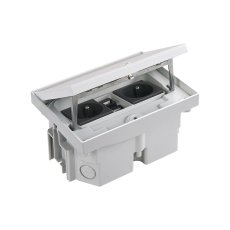 Robustní podlahová zásuvka 2x 250V/16A + 2x RJ45 cat. 6, jednoduchý zámek, krytí IP66, pro lité podlahy, barva šedá matná