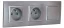 Zásuvky 2x 250V/16A + 1x vypínač č.1 v rámečku pod omítku, šedé barvy se stříbrným matným ozdobným rámem