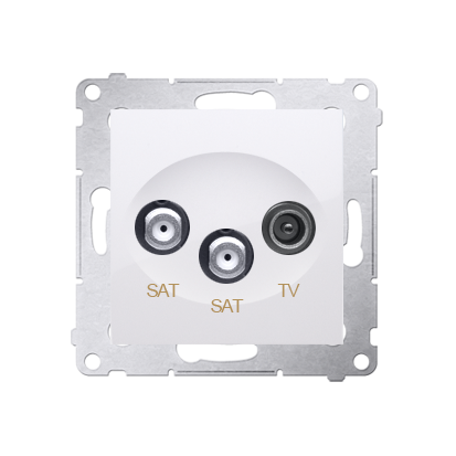 Anténna zásuvka SAT+SAT+RTV terminál (zariadenie s krytom), 2x vstup: 5 MHz÷2,4 GHz, Simon 54, farba biela