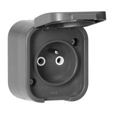Zásuvka na omietku 1x 250V s krytom, NT-16B2, IP54, farba sivá