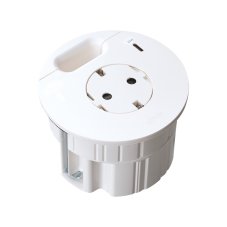 Vstavaná stolná zásuvka Flash 90, 1x 230 V + 1× USB-C PD 20 W, káblová priechodka, kábel 1.5m, farba biela matná