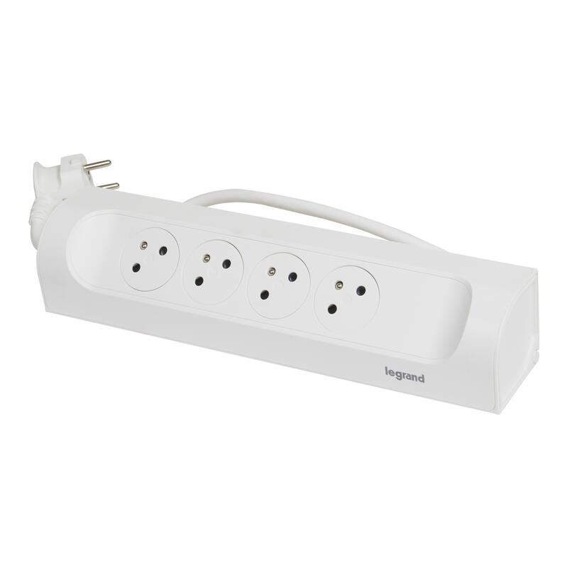 Rohový prodlužovací přívod, 4x zásuvka 230V, kabel 1m, barva bílá