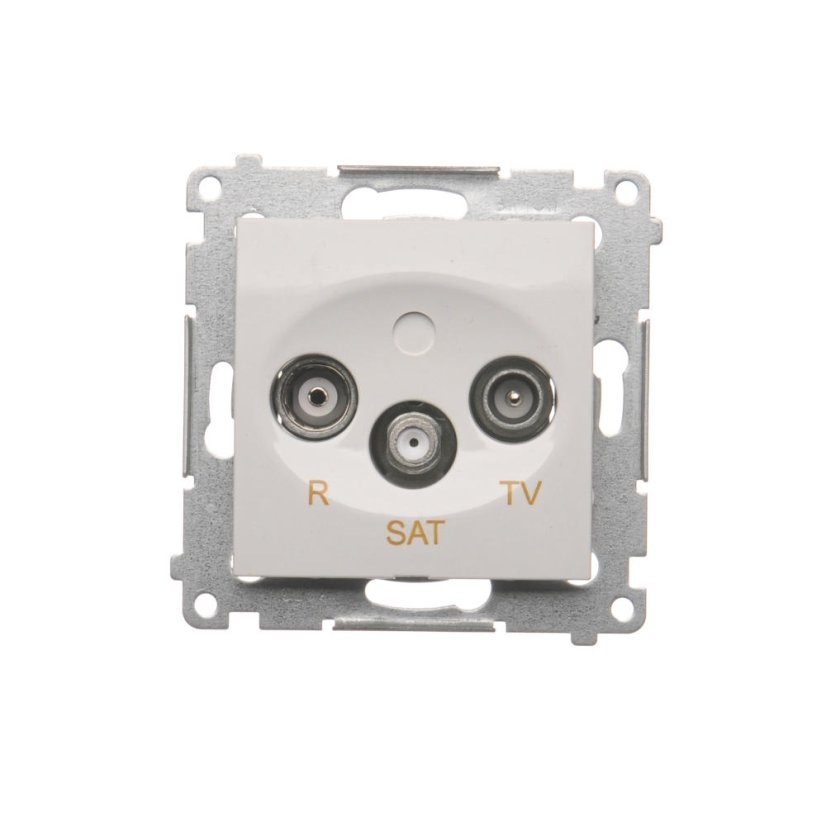 Anténna zásuvka R+TV+SAT terminál (zariadenie s krytom), 1x vstup: 5 MHz÷2,4 GHz, Simon 54, farba biela