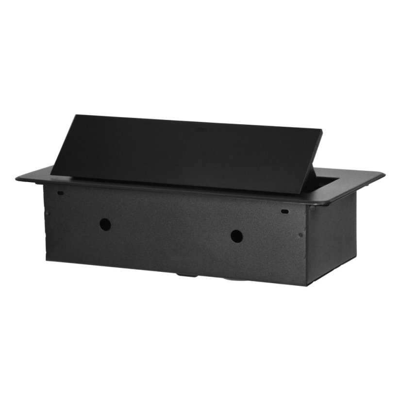 Výklopný zásuvkový blok s frézovaným krytom, 2x zásuvka 230V, 2x USB A + C nabíjačka 5V / 3,6A, bez kábla, farba čierna