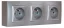 Nástenný zásuvkový blok, 3x 250V/16A, šedej metalizovanej farby so strieborným matným ozdobným rámom, bez kábla