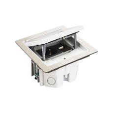 Robustní podlahová zásuvka 1x 250V/16A + 1x port RJ45 cat.6, jednoduchý zámek, krytí IP66, pro zvýšené podlahy, barva šedá matná