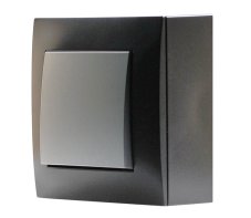Vypínač (spínač) nástěnný, řazení č.6 (schodišťák), instalace na omítku, barva antracitová metalíza - stříbrná