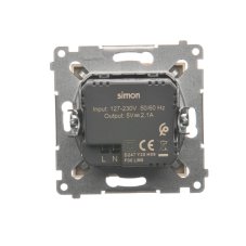Nabíjačka USB 2x (zariadenie s krytom), 2x USB typu A, Simon 54, farba krémová